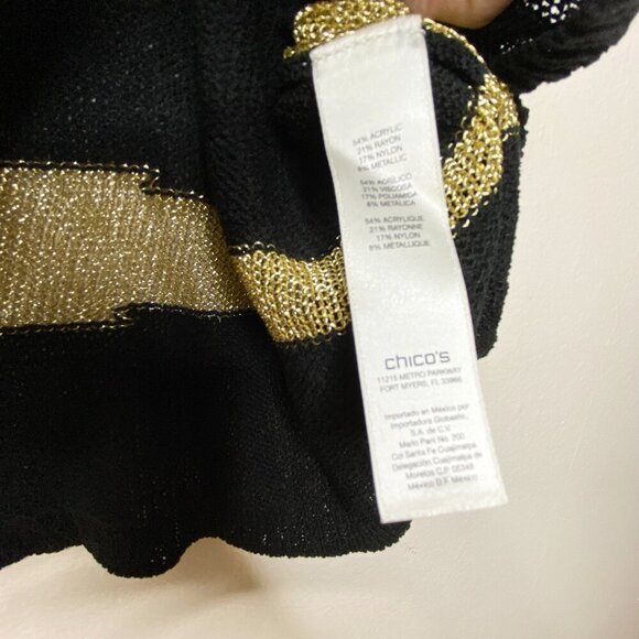 NWT Chicos Jazzy Jessica Pullover Sweater Gold Black Stripe XL Size 3 Lightning - Picture 8 of 12